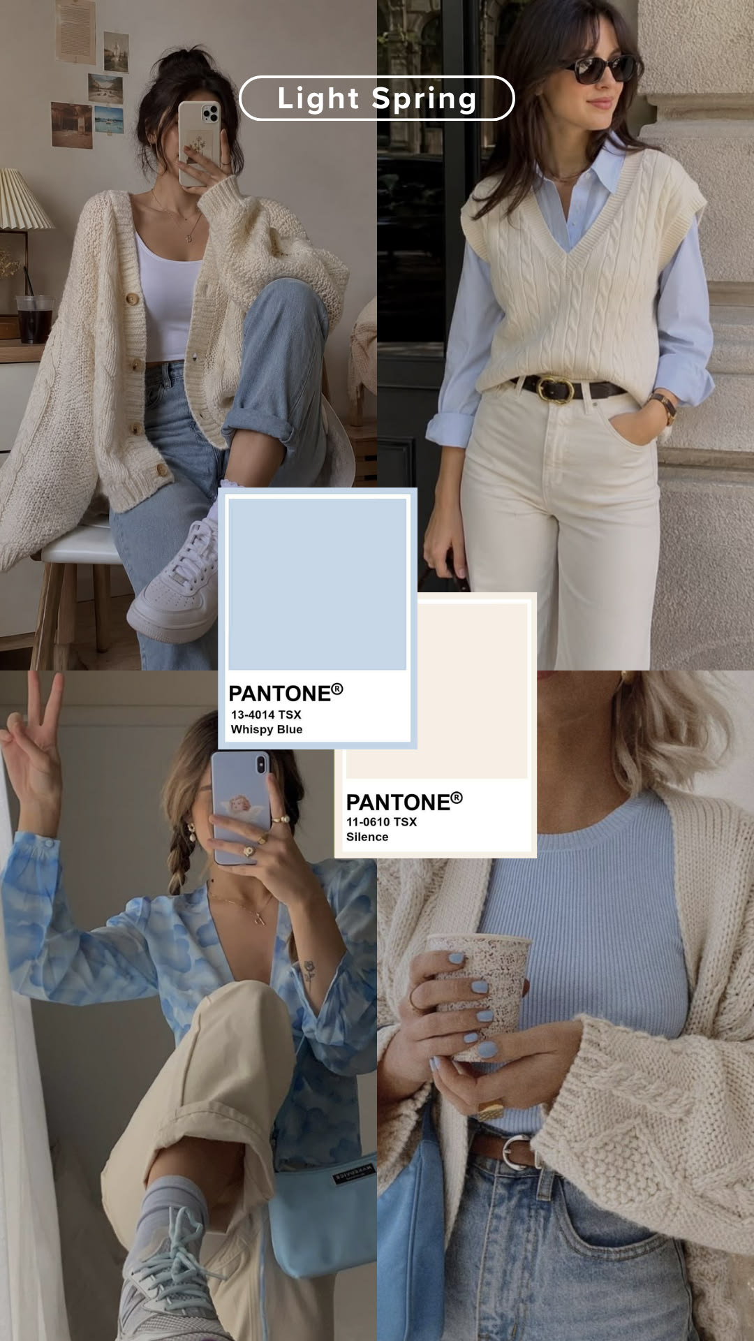 Light Spring outfit pairing wispy blue and silence pieces