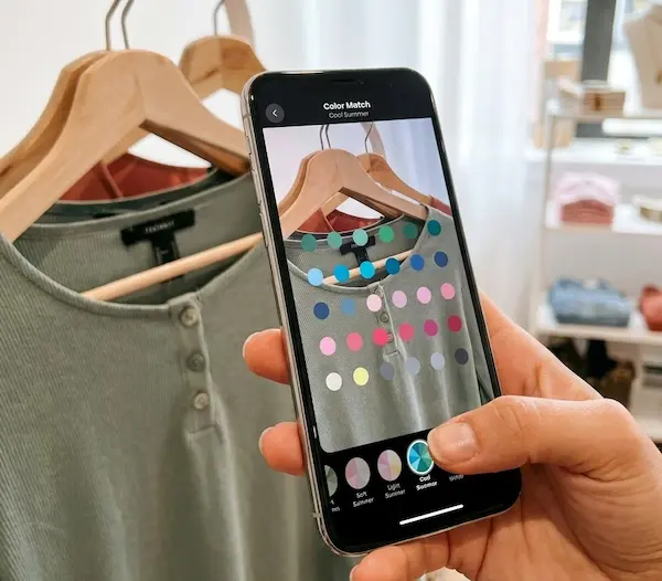 Virtual Color Cards feature comparing clothing against your personal palette
