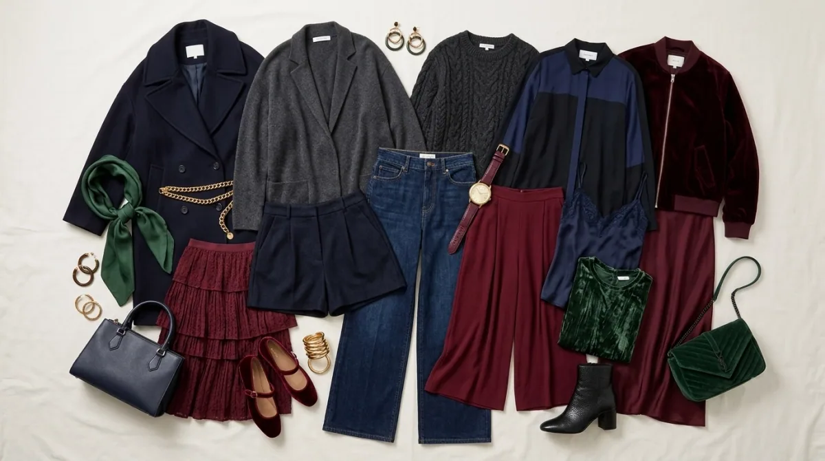 Dark winter wardrobe capsupe, outfit and coloring ideas